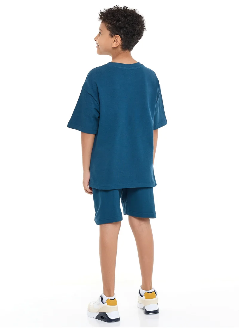 victor and jane Victor and Jane Boys' Cord Set – Navy T-Shirt and Shorts Outfit