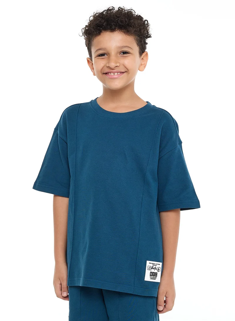 victor and jane Victor and Jane Boys' Cord Set – Navy T-Shirt and Shorts Outfit