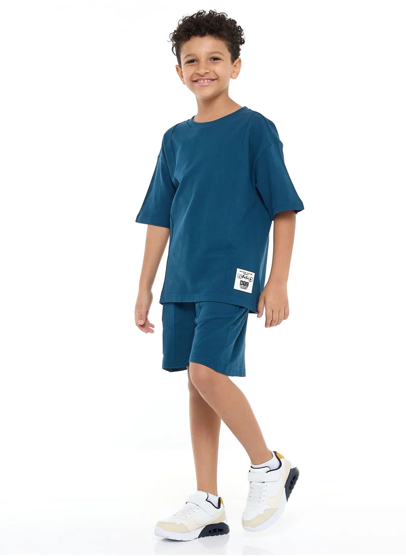 victor and jane Victor and Jane Boys' Cord Set – Navy T-Shirt and Shorts Outfit