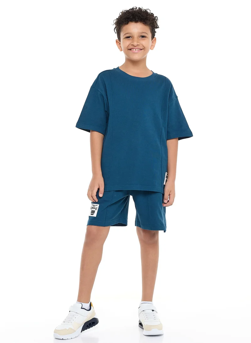 victor and jane Victor and Jane Boys' Cord Set – Navy T-Shirt and Shorts Outfit