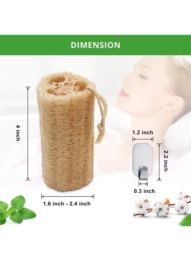 METLUCK Natural Loofahs, 6 Pack Organic Natural Bath Loofahs Luffa Exfoliating Body Scrubber Sponges for Men Women for Deep Cleaning, with 2 PCS Wall Hooks - Image 2