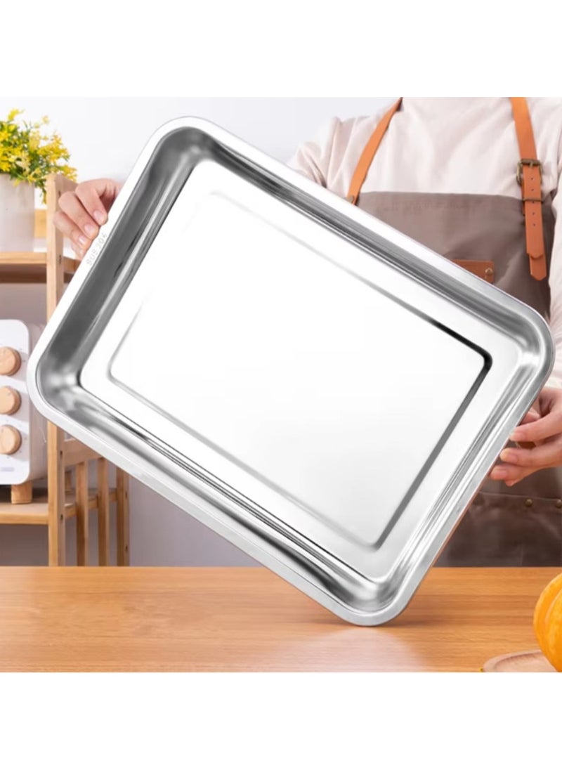 المفرج صينية ستانلس ستيل 18/8 مقاس 32x22x4.8 سم  - Image 1