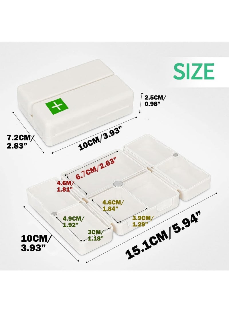 Zikra Magnetic Foldable Pill Box, 2 Pack 7 Travel Pill Organizer, Weekly Pill Organizer, Small Pill Box, Portable Pill Case, 7 Day Pill Box for Vitamins, Cod Liver Oil, Supplements and Pills, White - Image 5