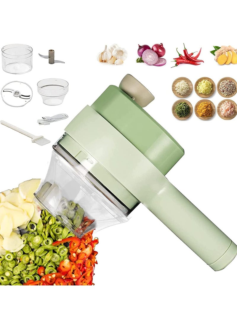 ELTRAZONE 4 in 1 Portable Electric Vegetable Cutter Set,Gatling Vegetable Chopper Mini Wireless Food Processor,Garlic Chili Onion Celery Ginger Meat Garlic Chopper with Brush  - Image 1