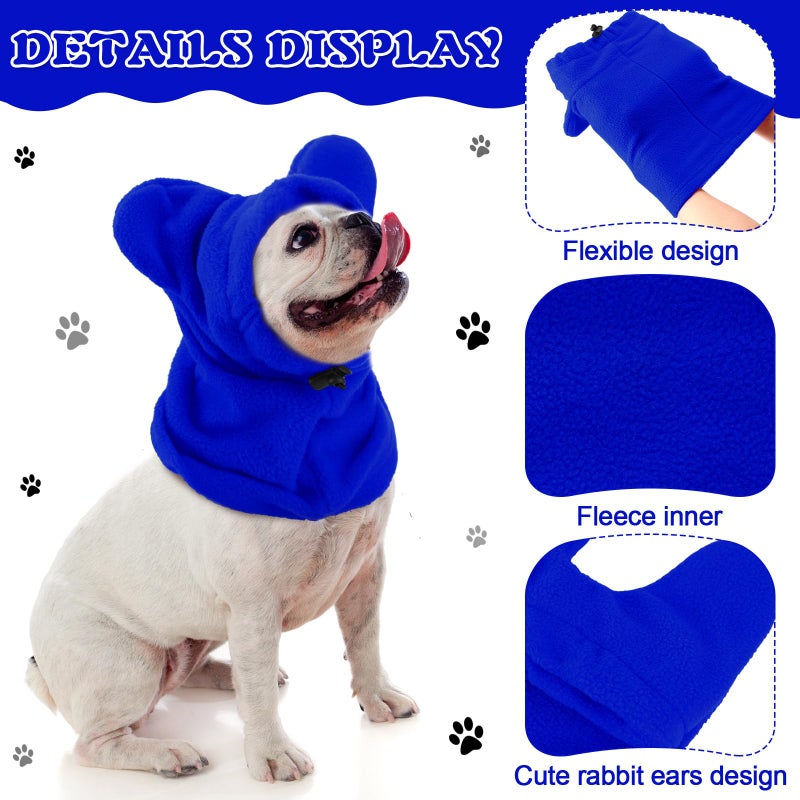 Clysee Winter Dog Hats Quiet Ears for Dogs Ear Muffs Pet Neck Warmer Scarf Hoodie Noise Protection Cover Beanie Head Wrap Costume for Pet Dog Cats(Blue,M) - Image 3