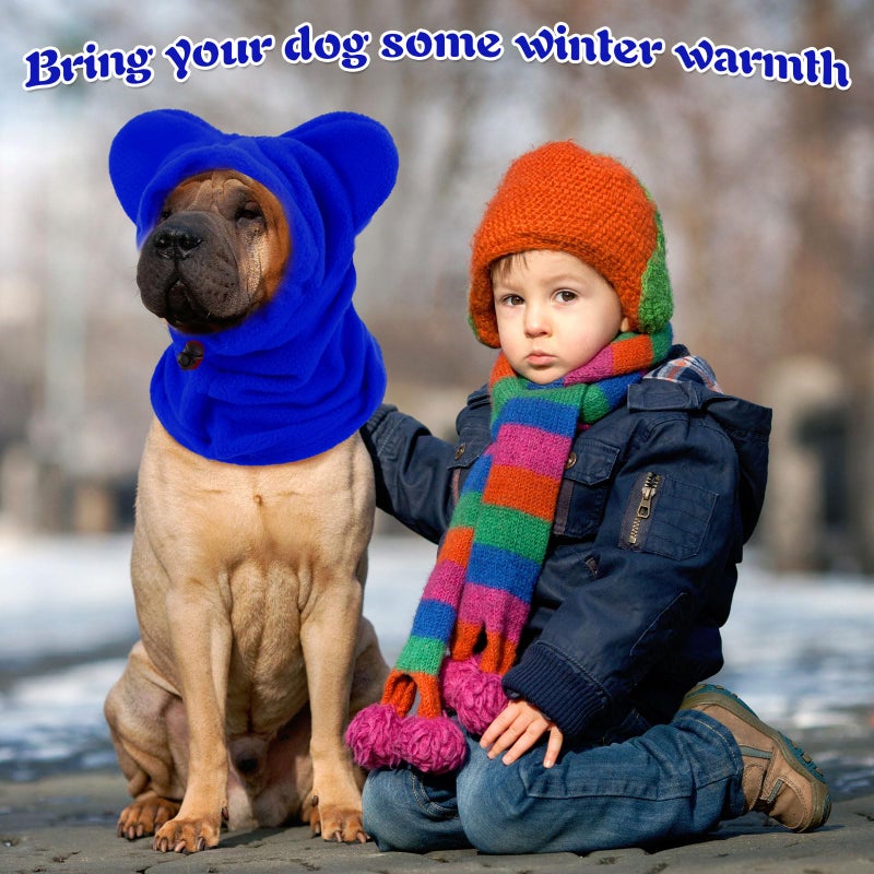 Clysee Winter Dog Hats Quiet Ears for Dogs Ear Muffs Pet Neck Warmer Scarf Hoodie Noise Protection Cover Beanie Head Wrap Costume for Pet Dog Cats(Blue,M) - Image 5