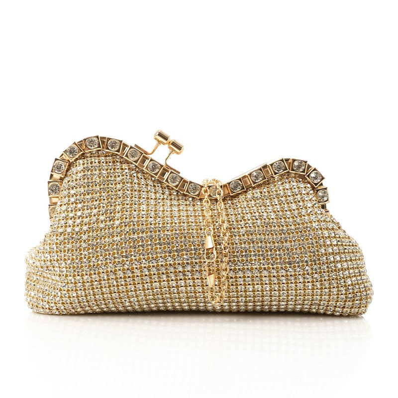 Mr.joe Crystal-Embellished Curved Evening Clutch Gold - Image 1