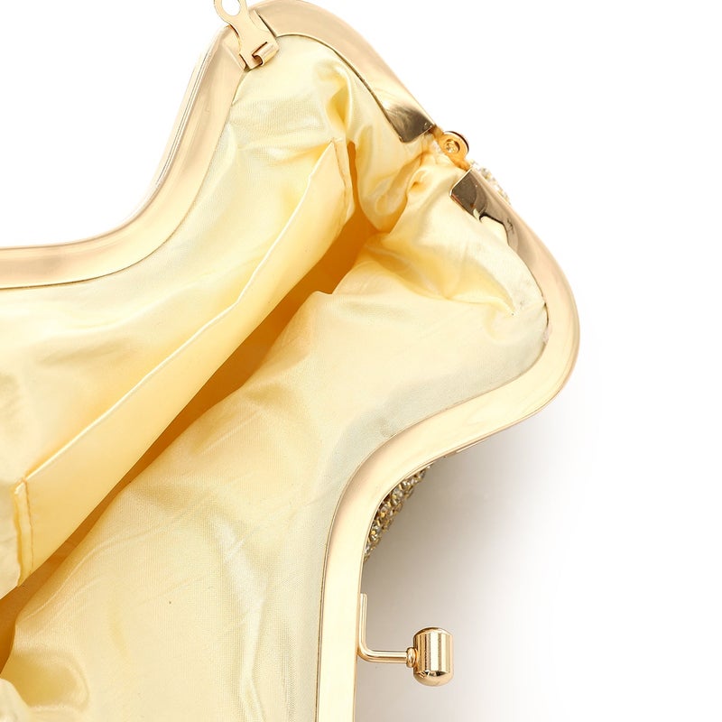 Mr.joe Crystal-Embellished Curved Evening Clutch Gold - Image 4