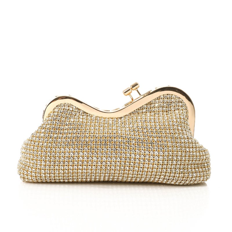 Mr.joe Crystal-Embellished Curved Evening Clutch Gold - Image 3