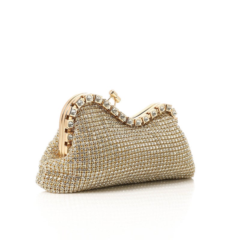 Mr.joe Crystal-Embellished Curved Evening Clutch Gold - Image 2