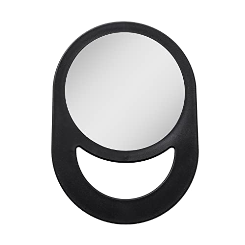 Zadro 10x7 Oblong Hand Mirror 6 Dia Round Glass Handheld Mirror Modern Ergonomic Handle Pill Shape Handheld Mirror