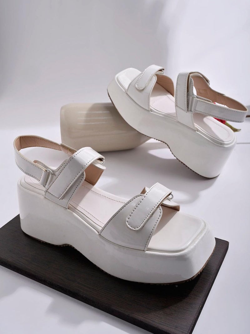 Shoetopia Women's  Platform Sandals – Chunky Velcro Strap Wedges, Comfortable Open||Toe Casual Streetwear, Travel & Daily Style Footwear - Image 2