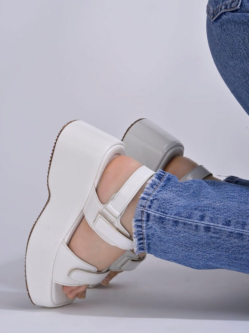 Shoetopia Women's  Platform Sandals – Chunky Velcro Strap Wedges, Comfortable Open||Toe Casual Streetwear, Travel & Daily Style Footwear - Image 3