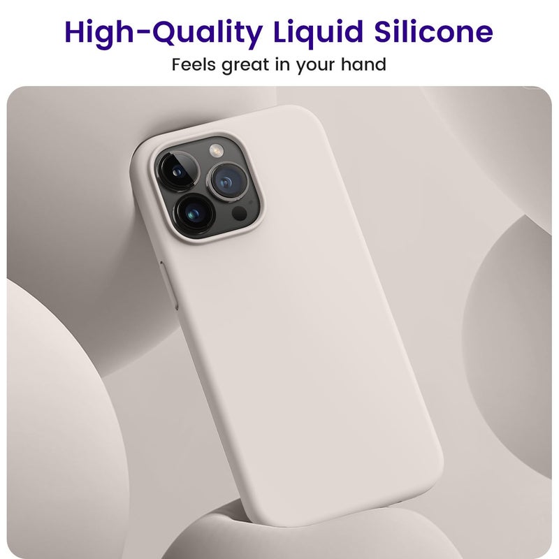 OTOFLY Compatible with iPhone 15 Pro Max Case,[Silky and Soft Touch Series] Premium Soft Liquid Silicone Rubber Full-Body Protective Bumper Case for iPhone 15 Pro Max (Stone) - Image 2
