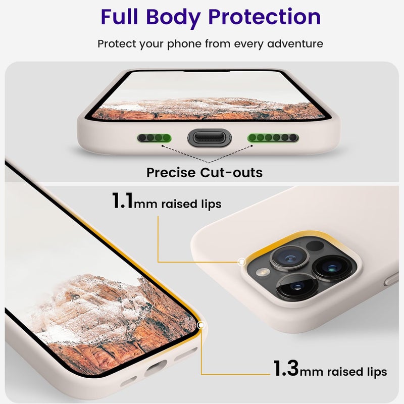OTOFLY Compatible with iPhone 15 Pro Max Case,[Silky and Soft Touch Series] Premium Soft Liquid Silicone Rubber Full-Body Protective Bumper Case for iPhone 15 Pro Max (Stone) - Image 4