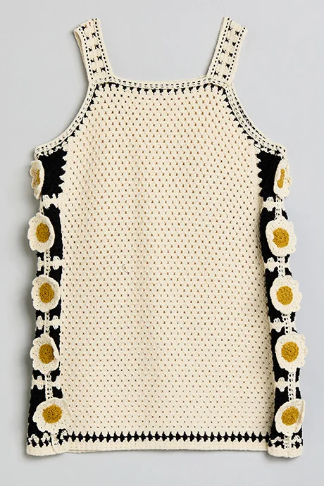 R&B Crochet Dress with Square Neck and Shoulder Straps