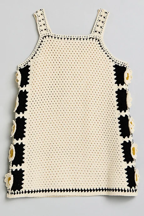 R&B Crochet Dress with Square Neck and Shoulder Straps