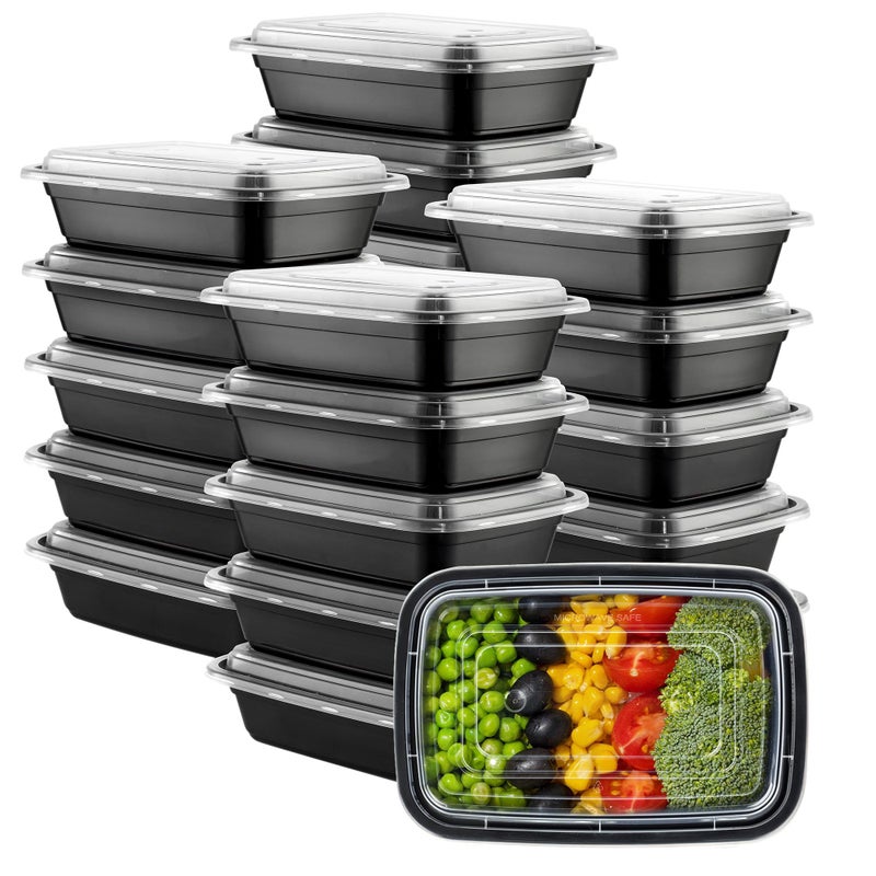 Comfy Package [24 oz - 50 Pack - 1 Compartment Reusable Meal Prep Containers - Microwaveable  Dishwasher and Freezer Safe  BPA-Free  Portion Control and Convenience Food Storage with Lids  Stackable - Image 1