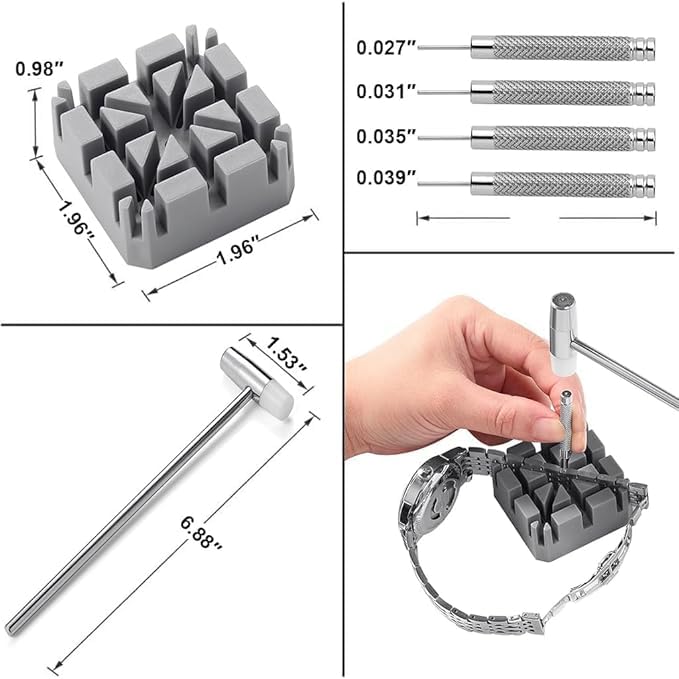 INOBECK Watch Repair Tool Kit, 24-Piece Set with Link Pin Remover, Case Opener, Watch Hammer and Storage Pouch - Image 2