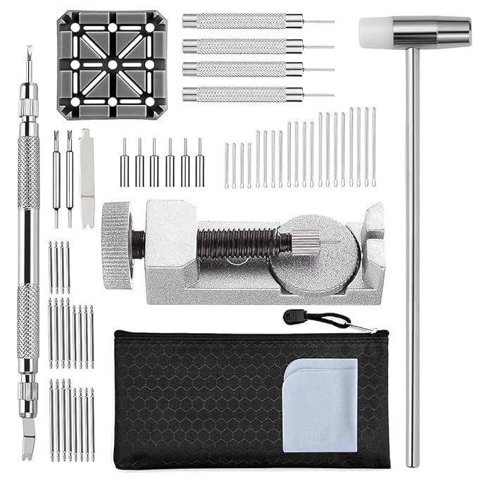 INOBECK Watch Repair Tool Kit, 24-Piece Set with Link Pin Remover, Case Opener, Watch Hammer and Storage Pouch - Image 1