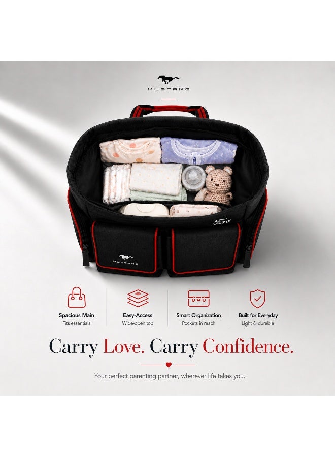 Ford Mustang - Pit Stop Deluxe Diaper Bag with Waterproof Changing Mat, upto 5 kg, Black - Image 5