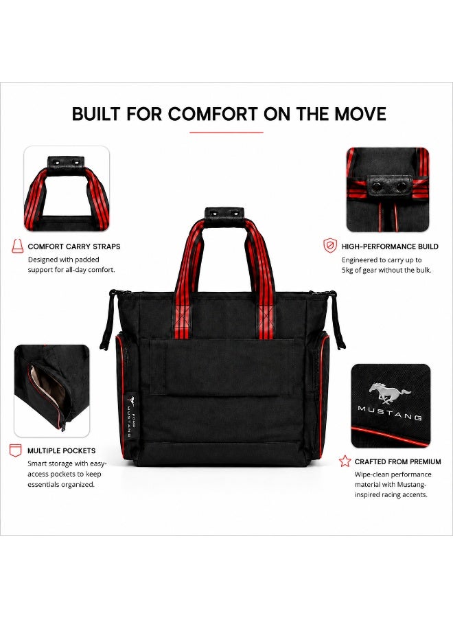 Ford Mustang - Pit Stop Deluxe Diaper Bag with Waterproof Changing Mat, upto 5 kg, Black - Image 4