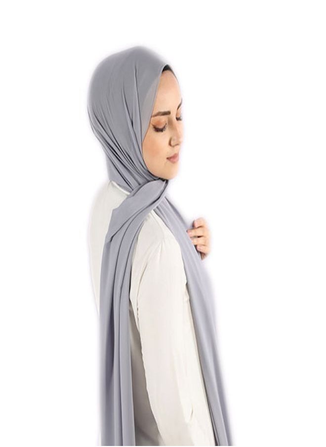 Fatah - Scarf Chiffon Crepe High-Quality - Light Grey - From Fatah - Image 1