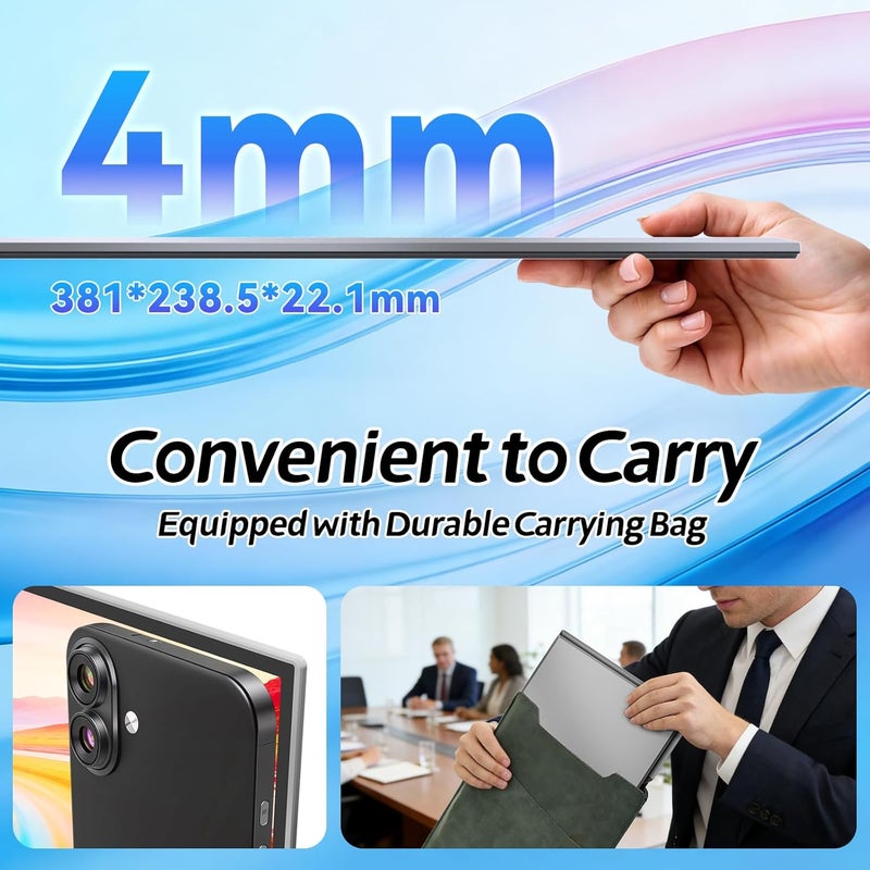 Teamgee Laptop Screen Extender, 15.6" Ultra-Slim FHD Portable Monitor, Plug & Play Triple Laptop Monitor Extender for Travel, Work, and Gaming, Compatible for Mac/Windows/Android/Dex - Image 3