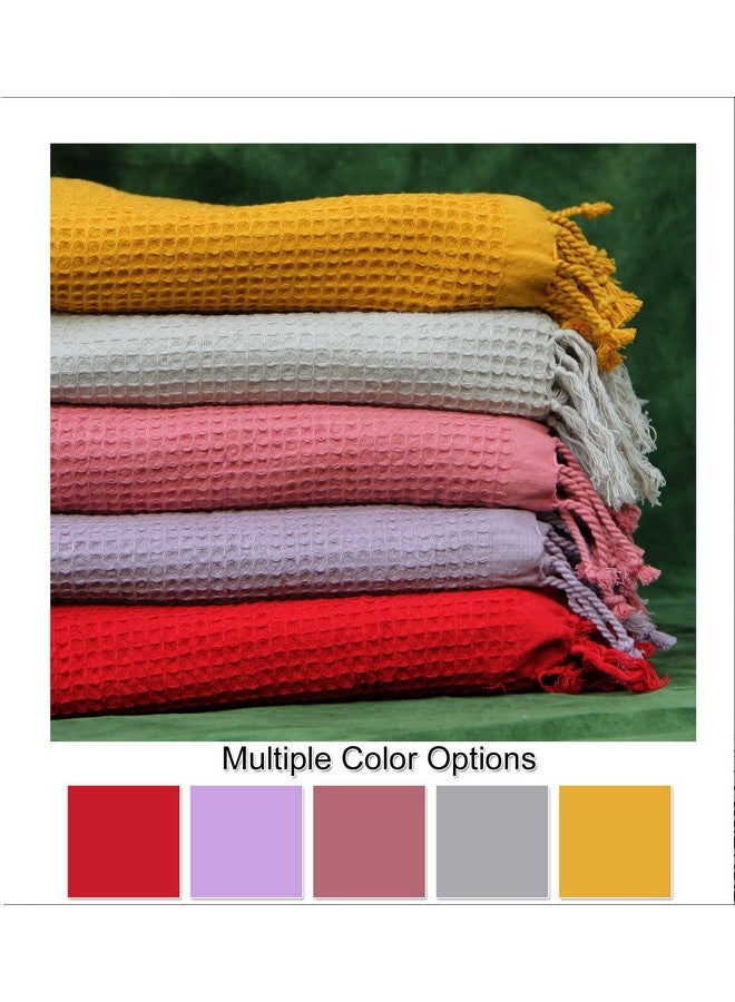 PATVY Bath Towels - 100% Cotton Waffle Weave Large Size Towels (75 x 150cm) - Quick Absorption &Faster Drying Bath Towel for Women & Men (Pack of 2, Brick & Mustard Yellow) - Image 4