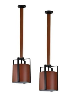 Tech Light Stylish pendant lamp, iron + leather, 5637/1, brown  - Image 1