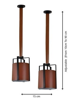 Tech Light Stylish pendant lamp, iron + leather, 5637/1, brown  - Image 2
