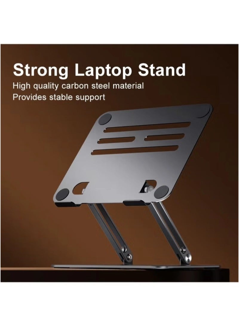 Metal Laptop Rotating Foldable Computer Stand, 180 Degree Rotation, Hollow Design for Easy Heat Dissipation, Fully Compatible with All Computers, Laptops, and Tablets - Image 3