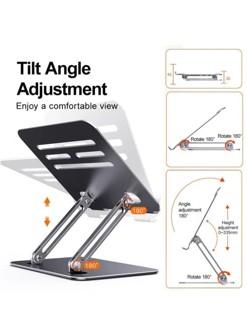 Metal Laptop Rotating Foldable Computer Stand, 180 Degree Rotation, Hollow Design for Easy Heat Dissipation, Fully Compatible with All Computers, Laptops, and Tablets - Image 5