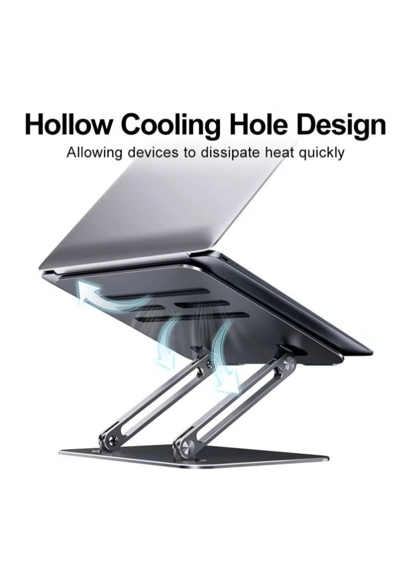 Metal Laptop Rotating Foldable Computer Stand, 180 Degree Rotation, Hollow Design for Easy Heat Dissipation, Fully Compatible with All Computers, Laptops, and Tablets - Image 4