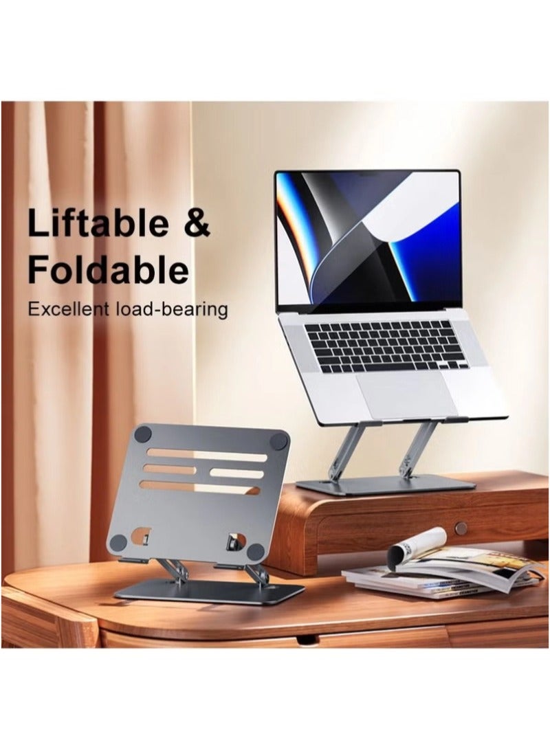 Metal Laptop Rotating Foldable Computer Stand, 180 Degree Rotation, Hollow Design for Easy Heat Dissipation, Fully Compatible with All Computers, Laptops, and Tablets - Image 2