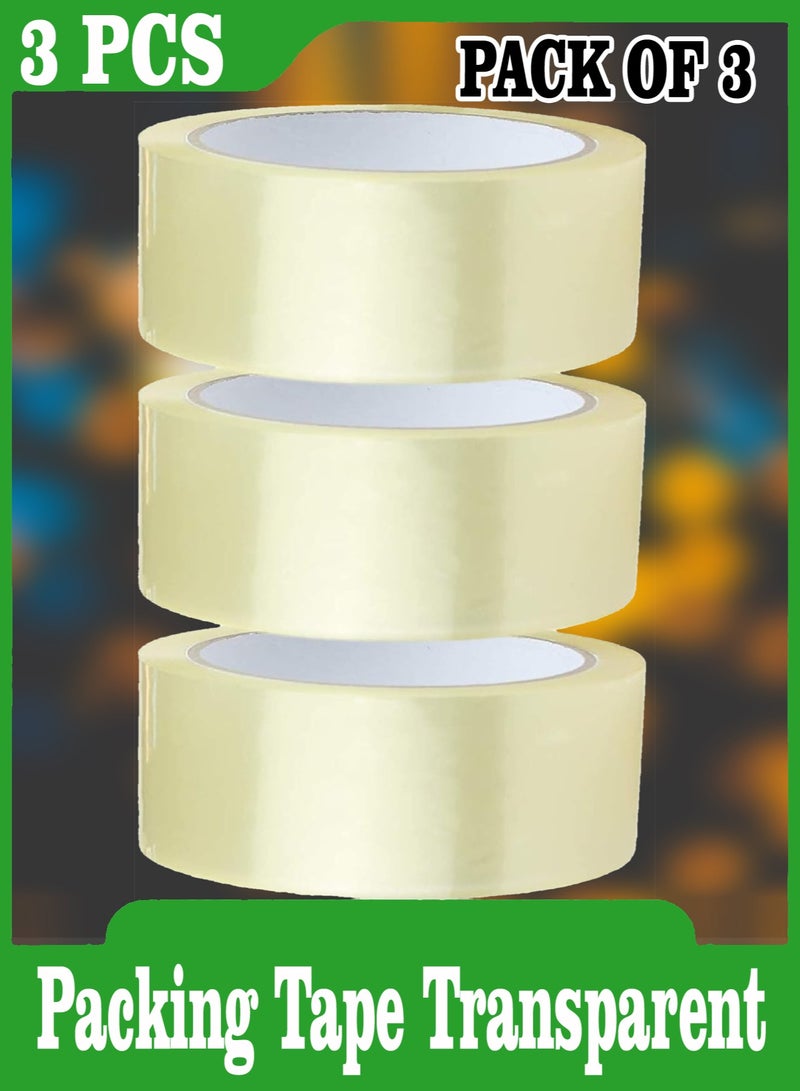 PRIMA شريط تغليف شفاف لاصق قوي 48 مم 100 ياردة 92 متر طول كل عبوة من 3 - Image 1