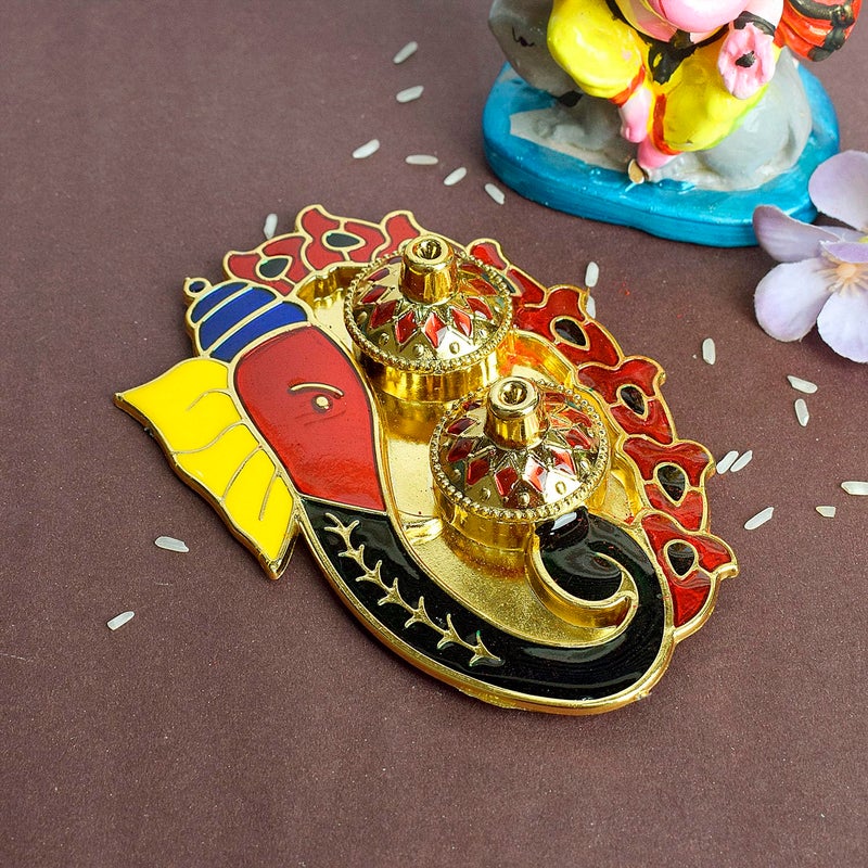 SATVIK STORE SATVIK 1 Pc Ganeshshaped Kankavati Roli ChawalRice Holder Akshata Kumkum Haldi Holder Indian Festival Rakhi Pooja Thali Diwali Pujan Puja Mandir Tika Platter Housewarming Gifts Items - Image 3