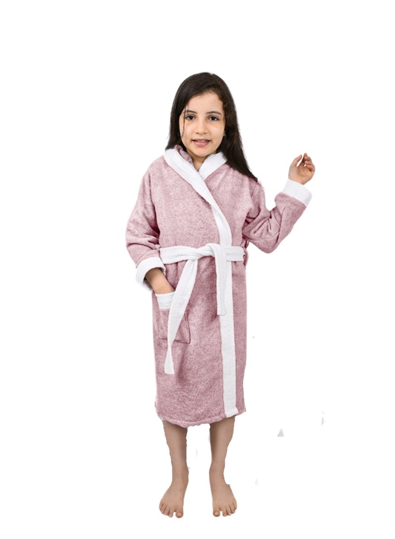 Banotex Kids Bathrobe Made of Pure Cotton in Fleece Color with a Hood Comfortable for Kids - Girls and Boys - Image 1