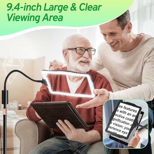 Upspotie Hands-Free Floor Magnifying Glass with Light and Stand 48-LEDs Lighted Magnifying Lamp with 360° Flexible Gooseneck for Reading Close Work Repair Crafts - Image 2