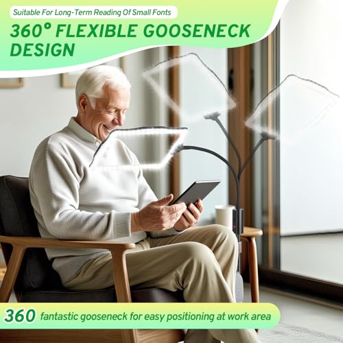 Upspotie Hands-Free Floor Magnifying Glass with Light and Stand 48-LEDs Lighted Magnifying Lamp with 360° Flexible Gooseneck for Reading Close Work Repair Crafts - Image 3