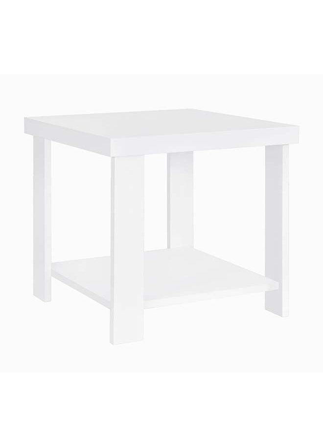 DANUBE HOME - Cenon End Table 2-Tier Multifunctional Living Room Small Desk Space Saving Square Side Table For Modern Home White 50x50x47.5 cm - Image 1