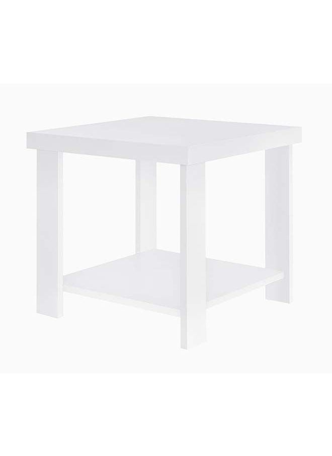 DANUBE HOME - Cenon End Table 2-Tier Multifunctional Living Room Small Desk Space Saving Square Side Table For Modern Home White 50x50x47.5 cm - Image 1