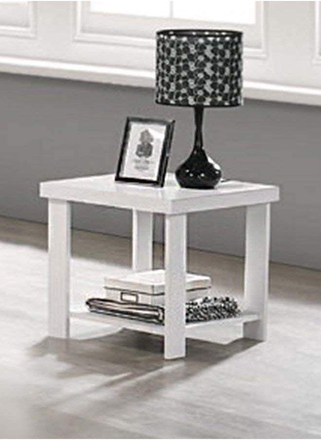 DANUBE HOME - Cenon End Table 2-Tier Multifunctional Living Room Small Desk Space Saving Square Side Table For Modern Home White 50x50x47.5 cm - Image 1