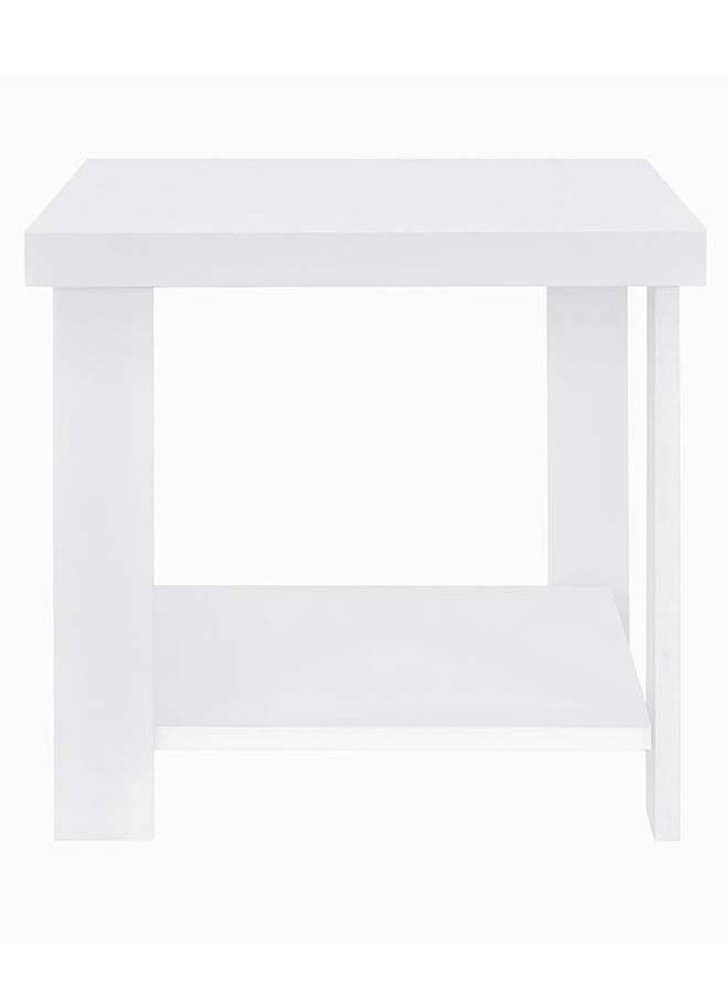 DANUBE HOME - Cenon End Table 2-Tier Multifunctional Living Room Small Desk Space Saving Square Side Table For Modern Home White 50x50x47.5 cm - Image 1