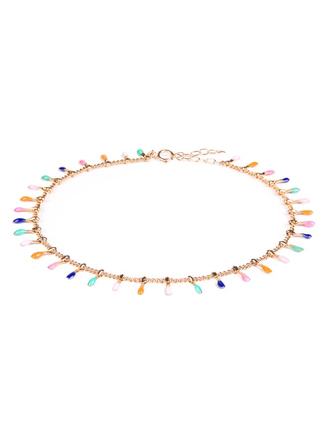 Minza ” Zingari ” Pure 18K Gold, Vitreous Enamel, Handmade Anklet for Women, Chain Anklet, 1.300 grams of Gold, Jewelry for Casual & Special Occasion - Image 1