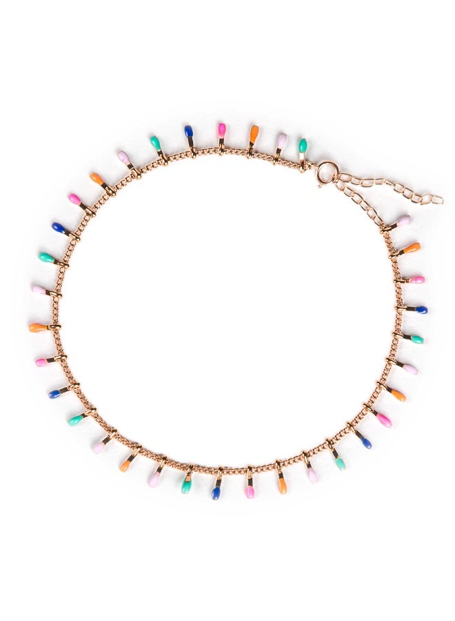 Minza ” Zingari ” Pure 18K Gold, Vitreous Enamel, Handmade Anklet for Women, Chain Anklet, 1.300 grams of Gold, Jewelry for Casual & Special Occasion - Image 3