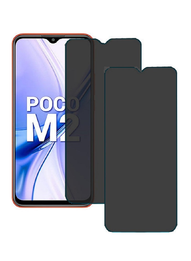 Super 2 Pieces Tempered Glass Screen Protector Anti-Spy Privacy Designed For Xiaomi Poco M2 Full Screen Coverage And Bubble Free - Image 1