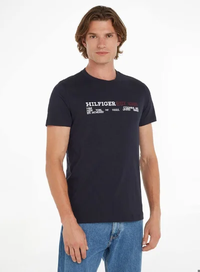 TOMMY HILFIGER Hilfiger Printed Chest Logo Crew Neck T-Shirt