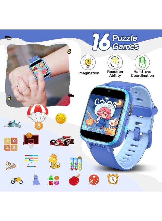 ZONEY Kids Camera Smartwatch, Game Watch Toy with Music Player, Kids Video Smart Watch with 16 Games, Flashlight,Alarm Clock,Pedometer, Birthday Gift for Boys Girls (Blue) - Image 4