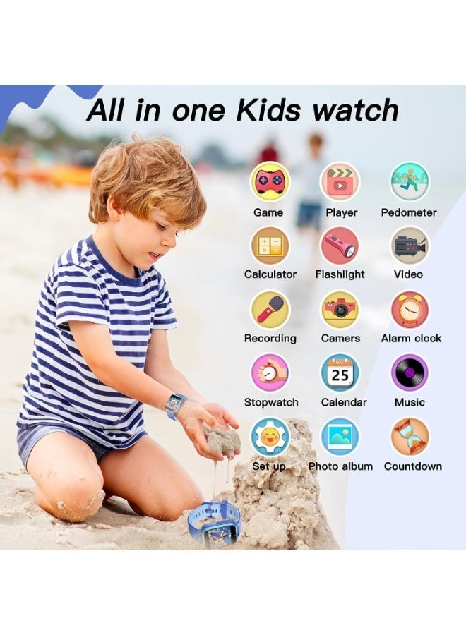 ZONEY Kids Camera Smartwatch, Game Watch Toy with Music Player, Kids Video Smart Watch with 16 Games, Flashlight,Alarm Clock,Pedometer, Birthday Gift for Boys Girls (Blue) - Image 3